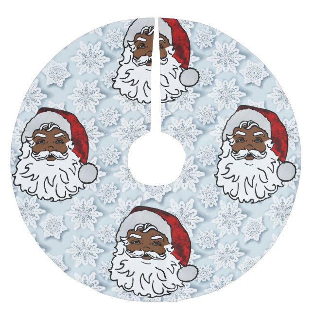 afrikanische Santa-Schneeflocken Polyester Weihnachtsbaumdecke (Vorderseite)
