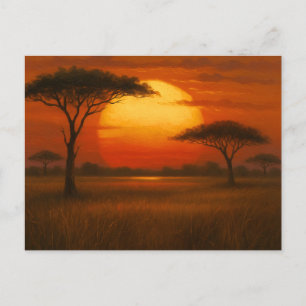 Afrikanische Savanne - Illustration im malerischen Postkarte