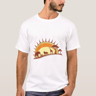Afrikanische Savannen-Wildlife-Silhouetten-Kunst T-Shirt