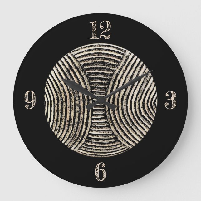 Afrikanische Schild-Uhr Große Wanduhr (Vorderseite)