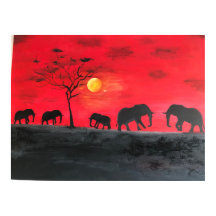Afrikanische Schlichte Elefantenmalerei Kunst