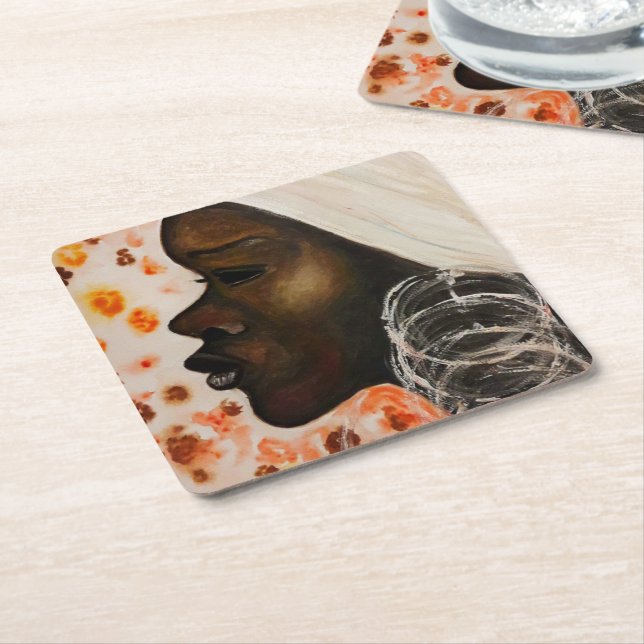 Afrikanische Schönheitsfrau Papier Untersetzer Mal (angewinkelt)