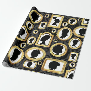 Afrikanische Schönheitskamera Vintage Damaske Geschenkpapier