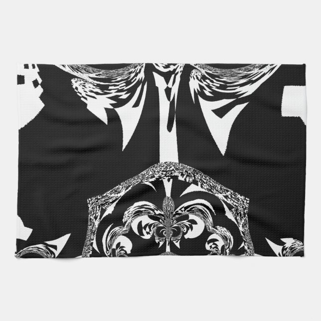 afrikanische Schwarz-Weiß-Kunst Geschirrtuch (Horizontal)