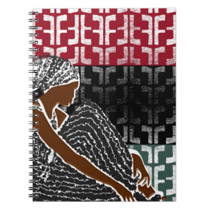 Afrikanische schwarze Frau mit Heritage Head Wrap Notizblock