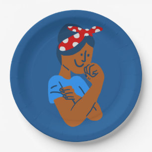 afrikanische schwarze Rosie the Riveter Rockabilly Pappteller