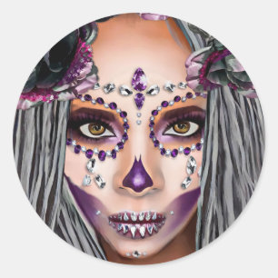 Afrikanische Schwarze Voodoo Priestersess Fantasy  Runder Aufkleber