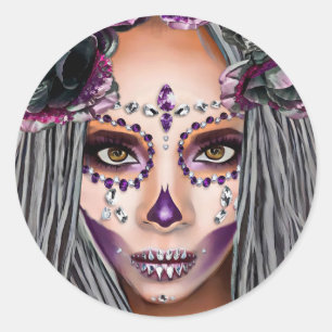 Afrikanische Schwarze Voodoo Priestersess Fantasy Runder Aufkleber