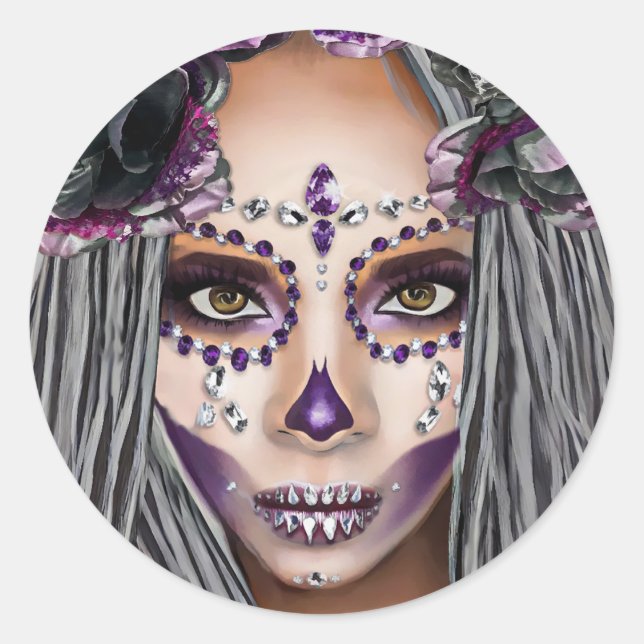 Afrikanische Schwarze Voodoo Priestersess Fantasy  Runder Aufkleber (Vorderseite)