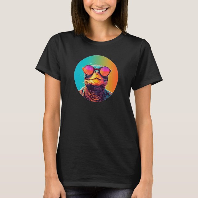 Afrikanische Seite Necked Turtle Wearing Sonnenbri T-Shirt (Vorderseite)
