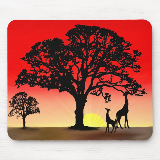 Afrikanische Sonnenuntergang Mausunterlage Mousepad (Vorne)
