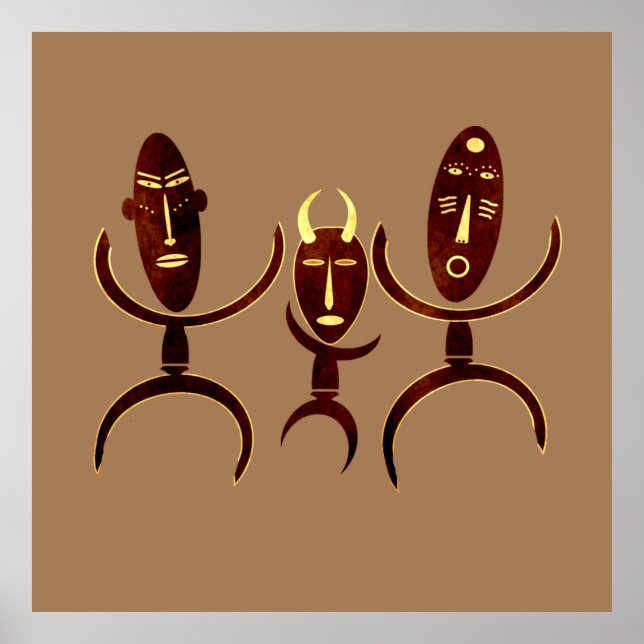 Afrikanische Stamm Tanzszene Rock Carving Poster (Vorne)