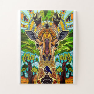 Afrikanische Stammes-Giraffe Puzzle