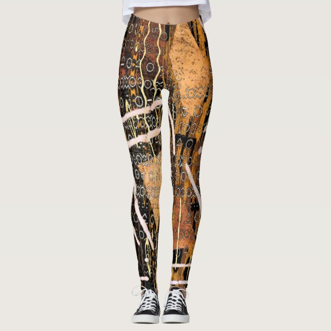 Afrikanische Stammes- Symbole Leggings (Vorderseite)