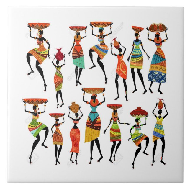 afrikanische Stammesangehörige Fliese (Vorderseite)