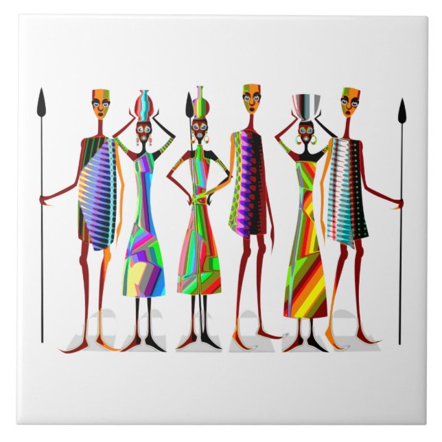afrikanische Stammesfiguren Fliese (Vorderseite)