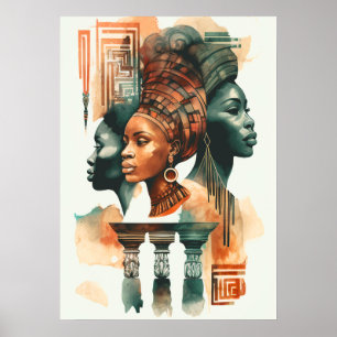 Afrikanische Stammesfrauen-Malerei, Zeitgenössisch Poster