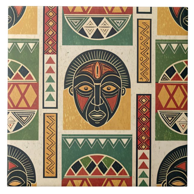 Afrikanische Stammeskeramikfliese Fliese (Vorderseite)