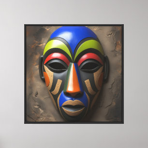 Afrikanische Stammesmaske Geometrische Symbolik Leinwanddruck