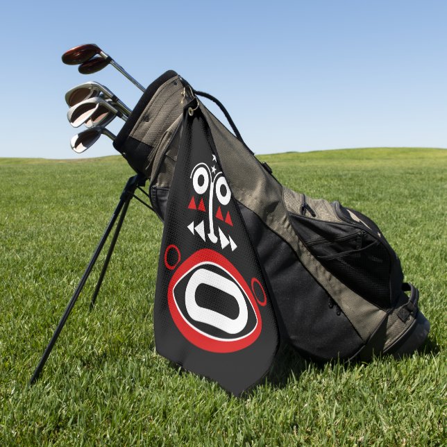 Afrikanische Stammesmaske Golfhandtuch (Gras)