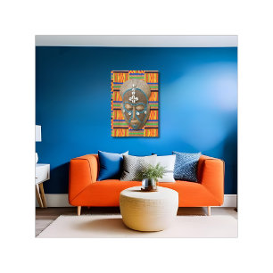 Afrikanische Stammesmaske Orange Kente Canvas Prin Leinwanddruck