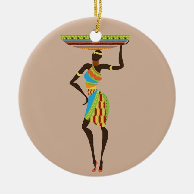 Afrikanische Stammesmutter mit korbischer Stammesk Keramikornament (Vorne)