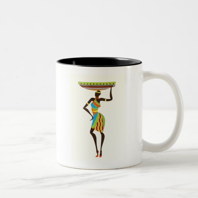 Afrikanische Stammesmutter mit korbischer Stammesk Zweifarbige Tasse (Rechts)