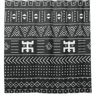 Afrikanische Stammkunst: Geometrisches Schwarz & W Duschvorhang