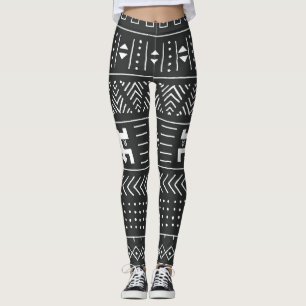 Afrikanische Stammkunst: Geometrisches Schwarz & W Leggings