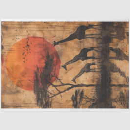 Afrikanische Sunset Giraffe's Decoupage Seidenpapier