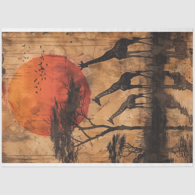 Afrikanische Sunset Giraffe's Decoupage Seidenpapier (Vorderseite)