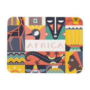 Afrikanische symbolische Kunst-Collage Magnet