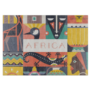 Afrikanische symbolische Kunst-Collage Schneidebrett
