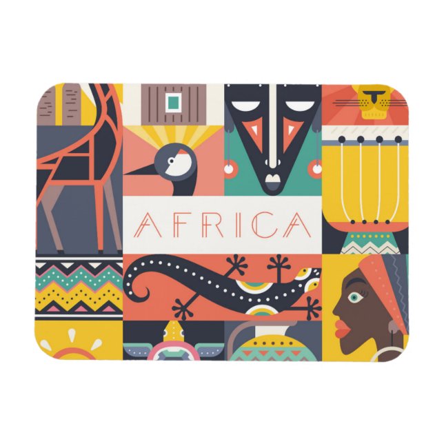 Afrikanische Symbolische Kunstsammlung Magnet (Horizontal)