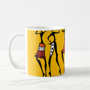Afrikanische Tänzer, ethnische Silhouette Vintag. Kaffeetasse
