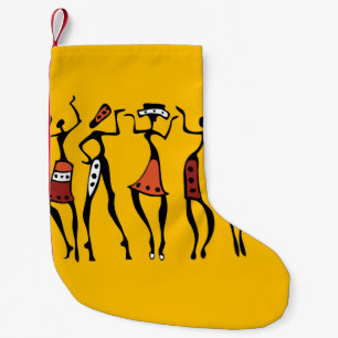 Afrikanische Tänzer, ethnische Silhouette Vintage. Kleiner Weihnachtsstrumpf