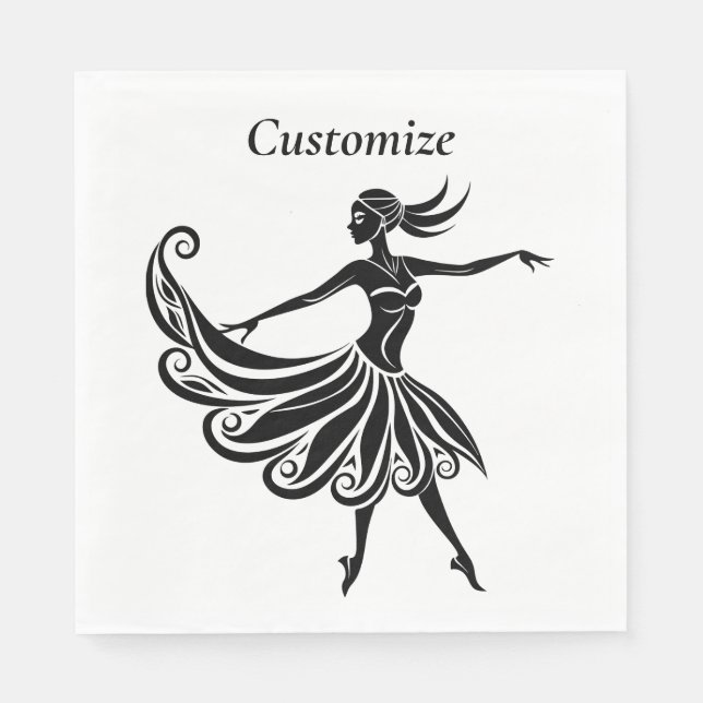 Afrikanische Tänzerin Silhouette Art Thunder_Thund Serviette (Vorderseite)