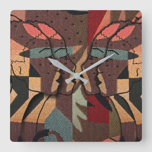 afrikanische Tapestry Quadratische Wanduhr (Vorderseite)