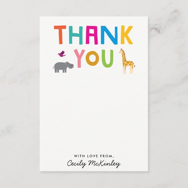 Afrikanische Tiere Flat Danke Note Card Mitteilungskarte (Vorderseite)