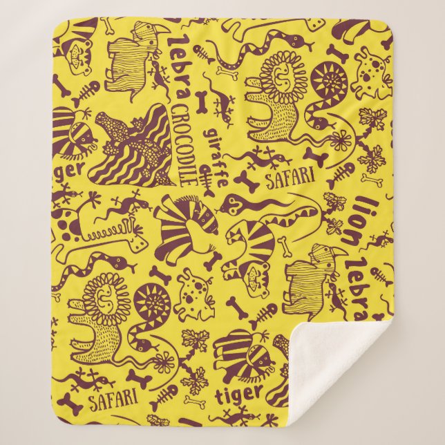 Afrikanische Tiere: Kulturelles nahtloses Muster. Sherpadecke (Vorderseite)