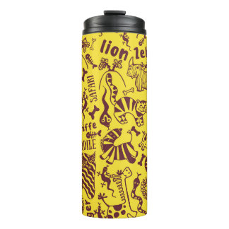Afrikanische Tiere: Kulturelles nahtloses Muster. Thermosbecher