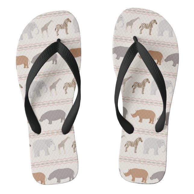 afrikanische Tiere Muster 1 Flip Flops (Fußbett)