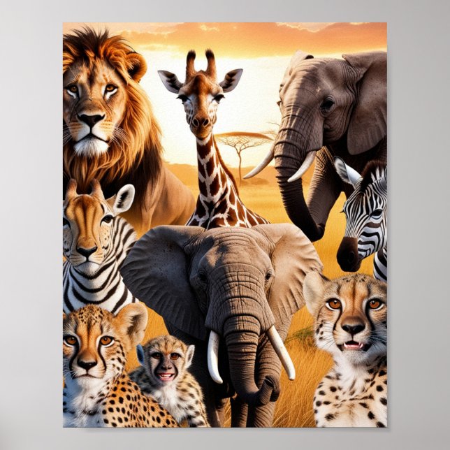 Afrikanische Tiere Poster (Vorne)