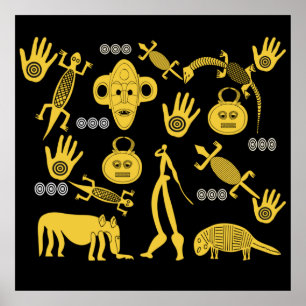 afrikanische Tiere und Masken Poster