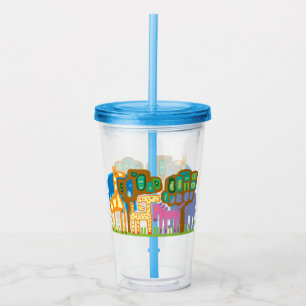 Afrikanische Tiere Volkskunst Kinderdesign Acryltrinkbecher