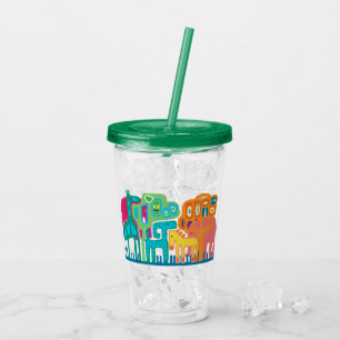 Afrikanische Tiere Volkskunst Kinderdesign Acryltrinkbecher