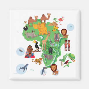 Afrikanische Tierkarte Magnet