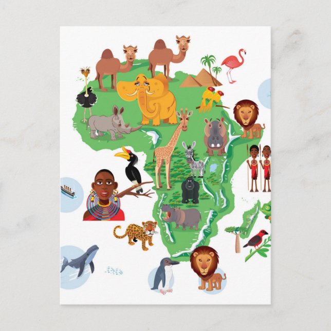 Afrikanische Tierkarte Postkarte (Vorderseite)