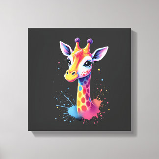 Afrikanische Tierkunst Die bunte Giraffe für lusti Leinwanddruck