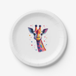 Afrikanische Tierkunst Die bunte Giraffe für lusti Pappteller